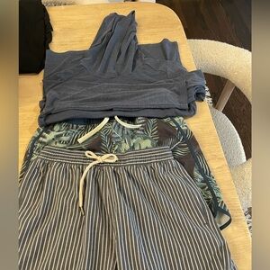 LOT Fair Harbor Blue boys teen Swim Trunks rash-guard lot XL 3pc